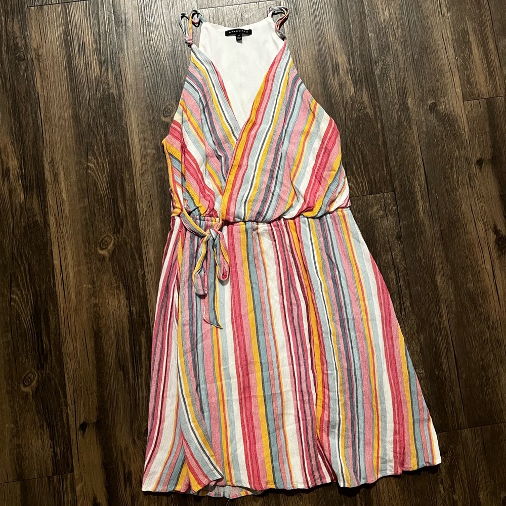Pink and Orange Sleeveless Halter Mini Sundress